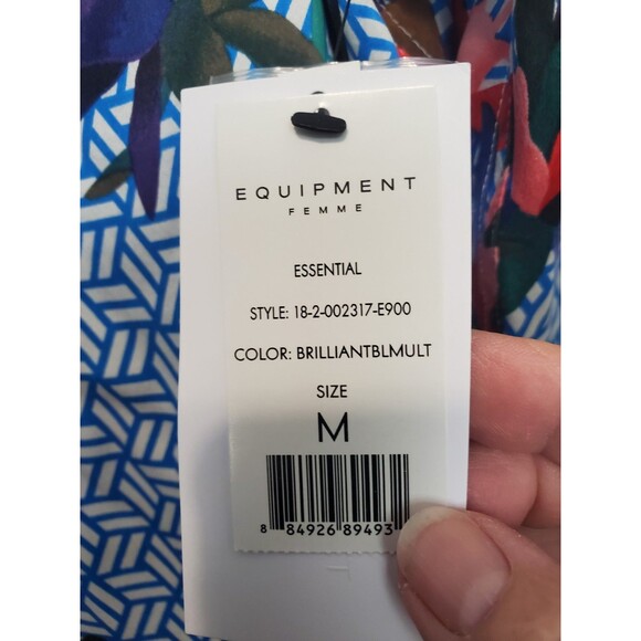 Equipment Femme Silk Mixed Pattern Long Sleeve Button-Up Shirt Size Medium NWT - Picture 4 of 6